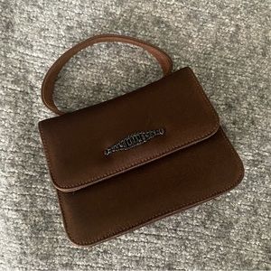 Vintage 90s Stuart Weitzman Brown Small Black Bejeweled Handbag